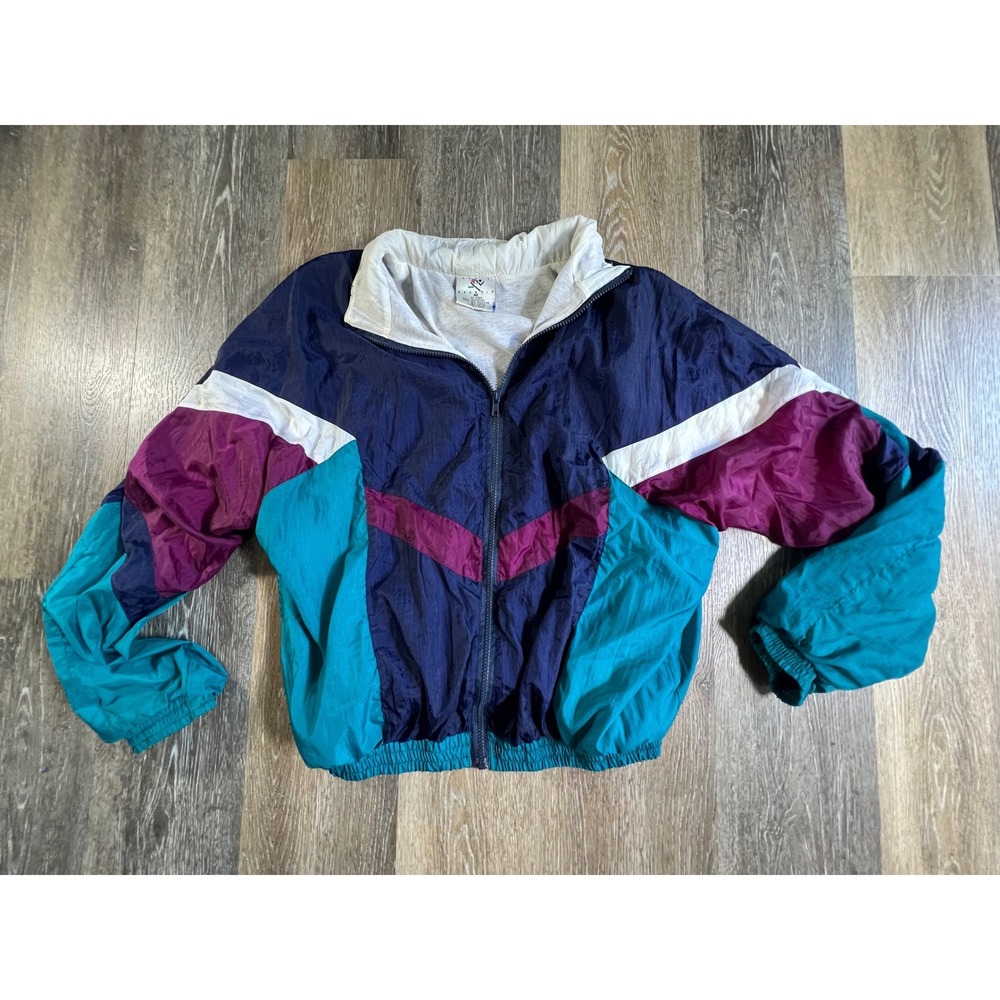 Avait Sportif Windbreaker Jacket Mens Medium Blue Teal Colorblock Vintage Zip